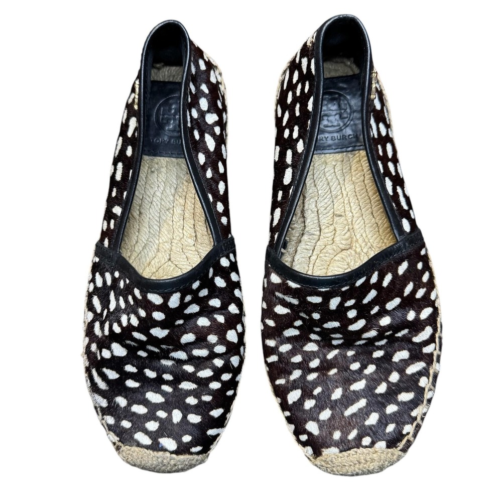 Tory Burch Shoes‎ Womens Size 6 Brown Fur Espadrille Flats Animal Print Casual